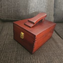 Brown Wooden Shoe Shine Box
