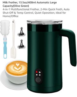 Milk Frother Stainless Steel 13.5oz, Olive Green (NEW)