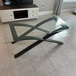 Glass Top Coffee Table Metal Base