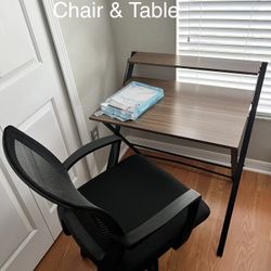 GreenForest No Assembly Folding Desk, 2-Tier Compact Computer Desk with Shelf, Space Saving Foldable Table for Home Office, Dorm or Apartment, Portabl