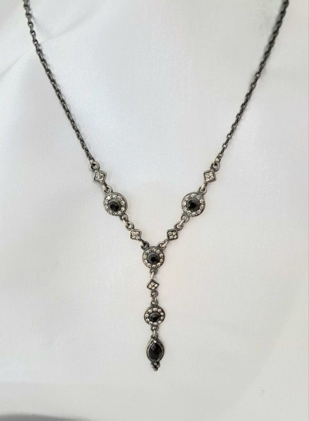 Vintage Marcasite Drop Necklace
