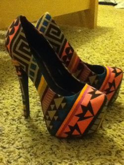 Aztec print heels