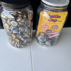 2 Large Jars Craft Bottle Caps