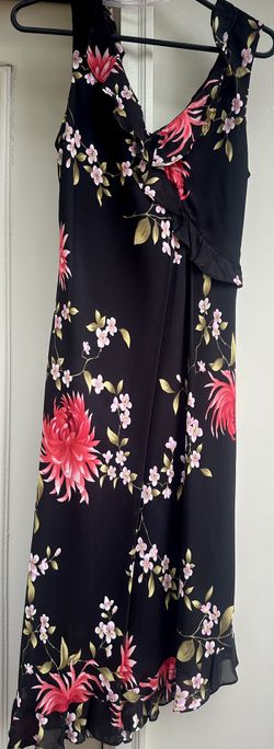 🌸 Donna Ricco New York Black Floral Sleeveless Dress – Size 8 🌸
