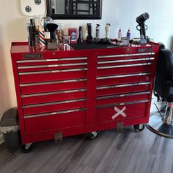 PROTO, Red / Red Drawer, 54 in W x 18 in D x 42 in H, Rolling Tool Cabinet - 48VA56