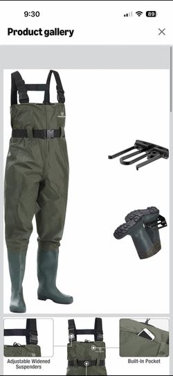 Fishing Waders, 2-Ply Nylon/PVC Waterproof Chest Wader with Boots, Bootfoot Hunting Waders, fit women size 8, 5’5” height
