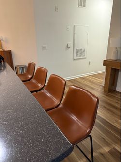 4 Faux Leather Bar Stools