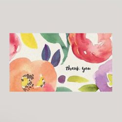 50 Thank You Cards Watercolor Art Multicolored Floral Design Shipping Supplies