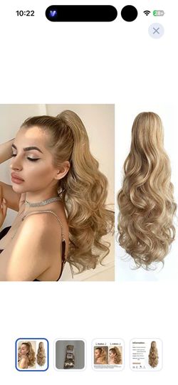 20” blonde/brown claw clip in ponytail