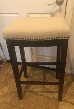 Linon Nail Head Linen Stool (Beige)