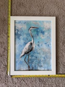 Framed Heron Painting