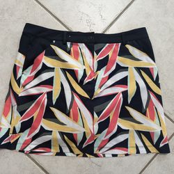 Lady Hagen Skort Womens 14 Short A Line Pockets Stretch Zip Floral Navy Blue