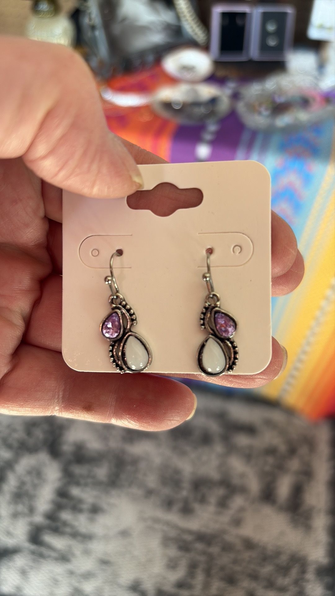Elegant Silver and Purple Gemstone Earrings