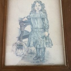 Robert Gentry Framed Lithograph “Little Sailor” “Party Dress “ 1986