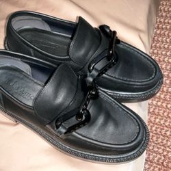 Authentic Louis Vuitton  Calfskin Black Loafers   Size 36 