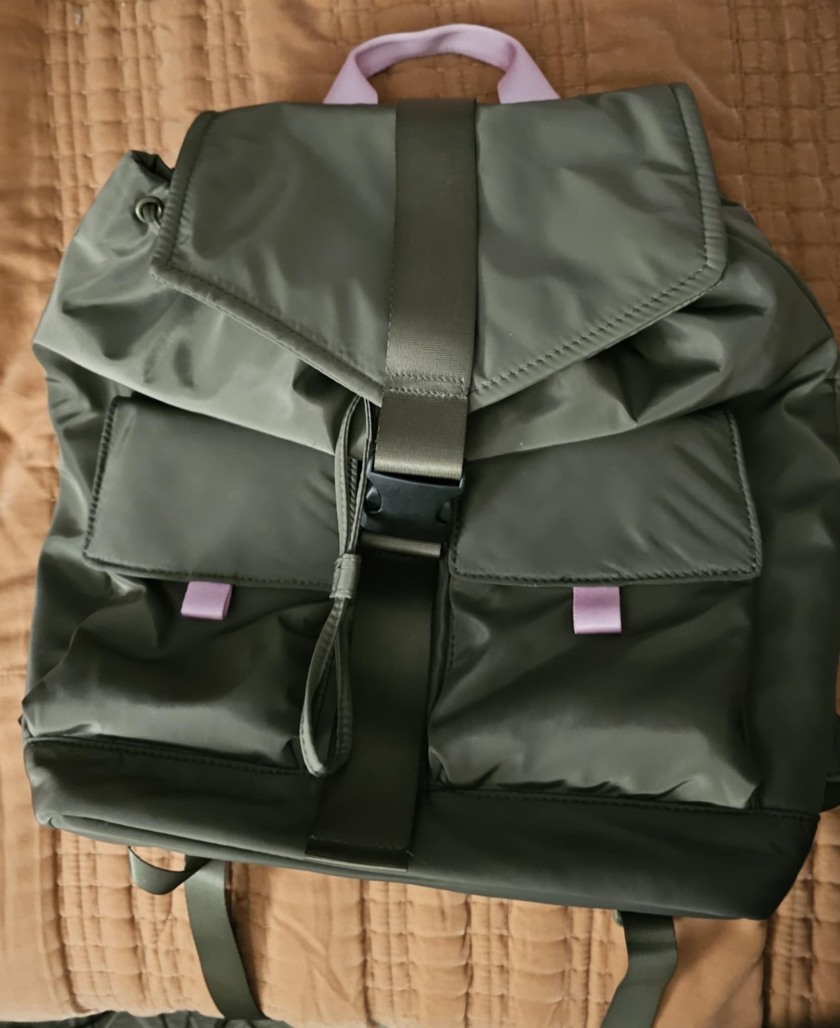 Supercute Olivegreen And Pink Backpack