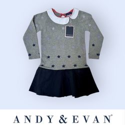 Andy & Evan Two-fer Sweater Dress, Size 5 Years, MSRP $60