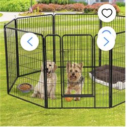  40" tall Heavy Duty Black Iron Dog Play Pen with Door Excellent Condition 