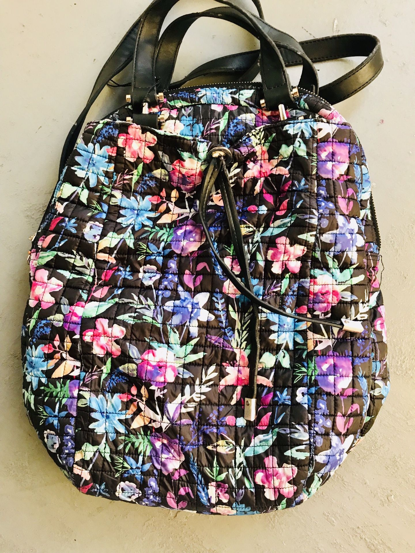 Max Studio Black Floral Backpack, Purse, Diaperbag
