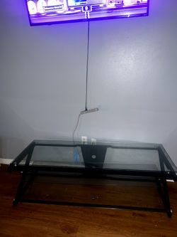 Glass Table With Glass Shelf (Can Be Used As Tv Stand)