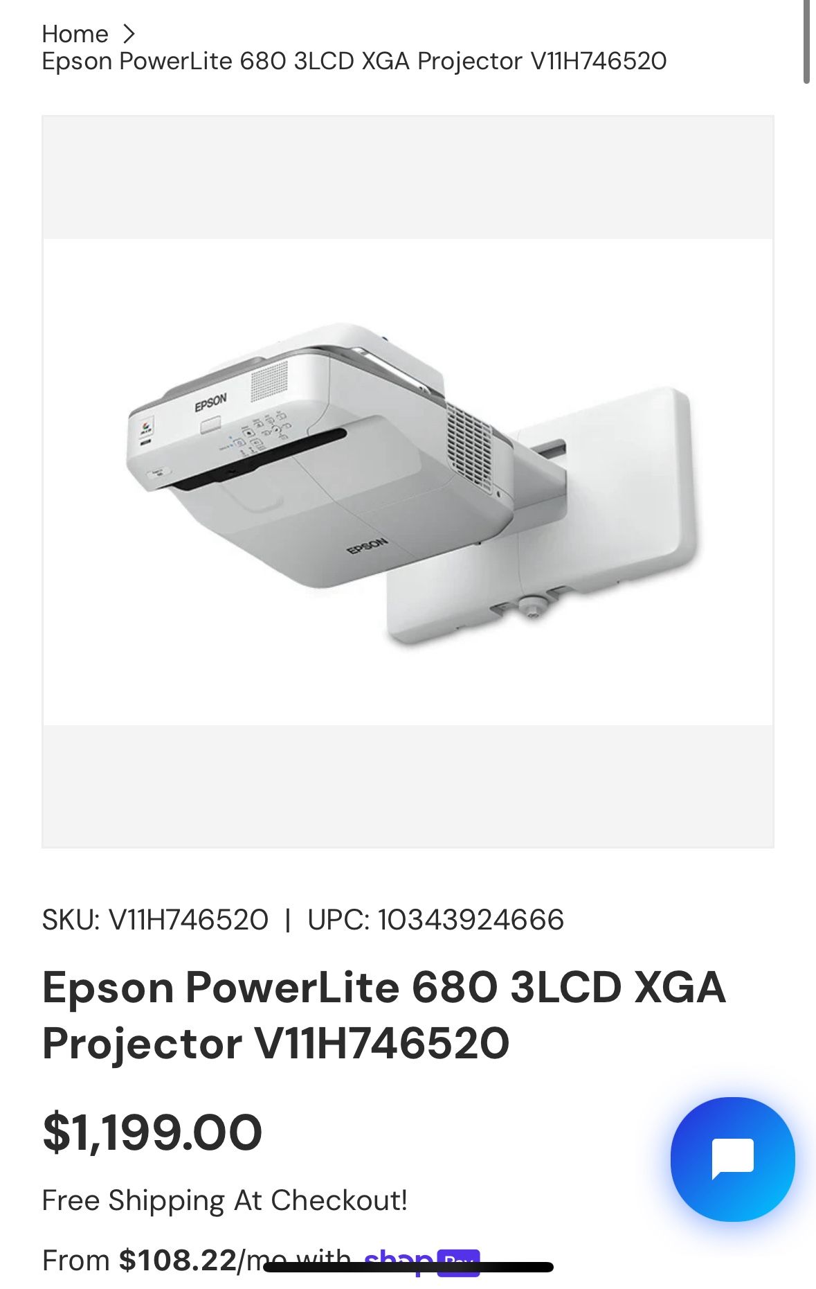 Projector Epson 680 PowerLite