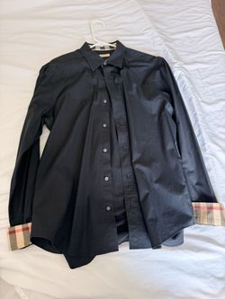Burberry Black Button-Up Shirt – Classic Check Cuffs
