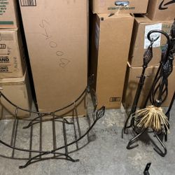 Fireplace Tools And Wood Holder