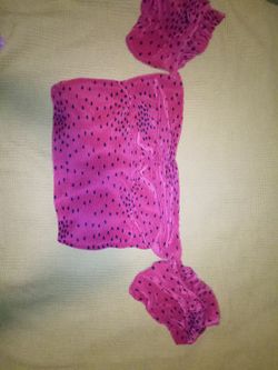 Women's Express Polka Dot Heart Off Shoulder Puff Sleeve Cropped Tube Top Size Small