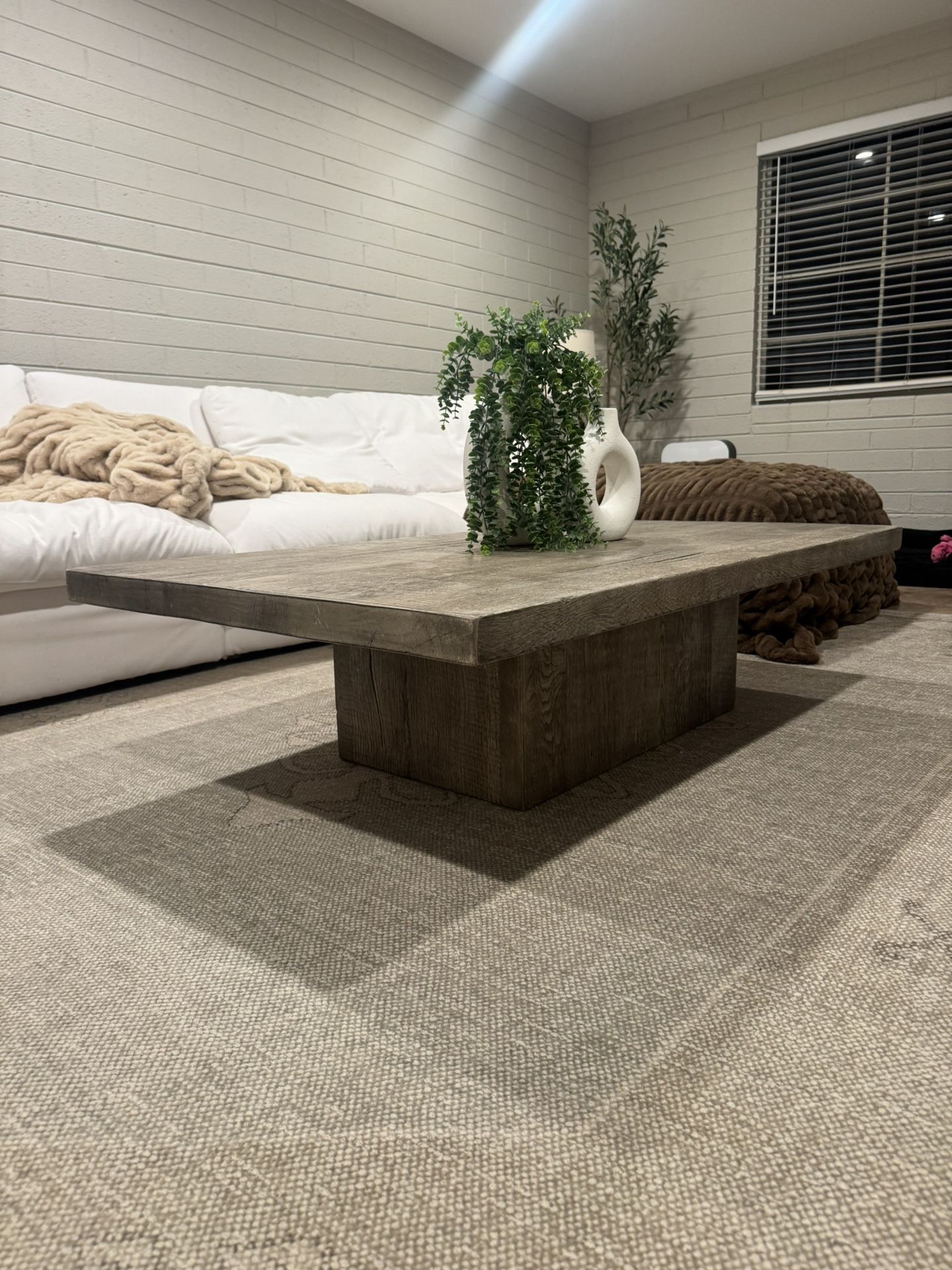 Restoration Hardware Oak Plinth Coffee Table