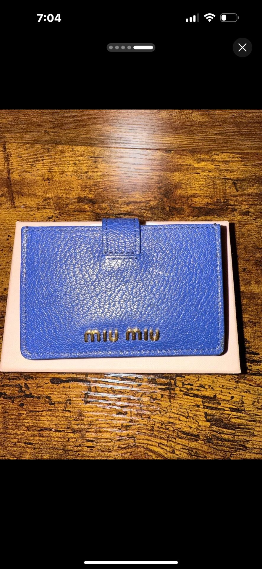 Blue Miu Miu Card Case Holder