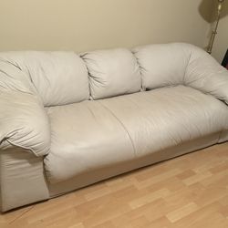 Cream Leather Couch / (contact info removed)