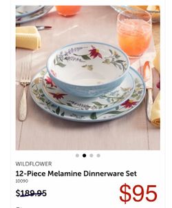 Princess House Melamine Dinnerware Set of 12