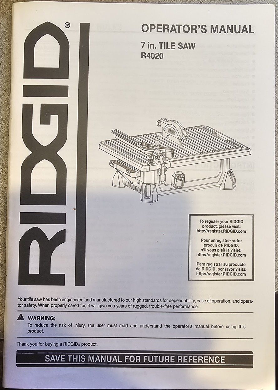 Ridgid Tile Saw And Stand