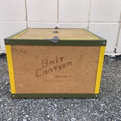 Vintage Bait Canteen OBERLIN O Cork & Metal Worm Box Bedding Fishing
