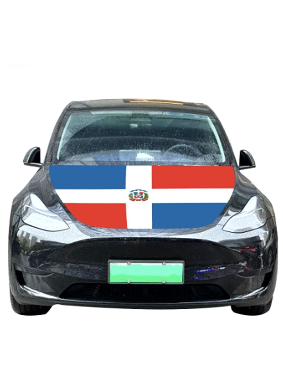 Dominican Republic Flag Hood Cover Fits All Cars