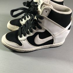 Nike Dunk Sky High Wedge Women's Shoes Black White 644877-007 size 6.5