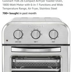 New Cuisinart TOA-26 Compact Airfryer Toaster Oven, 1800-Watt Motor with 6-in-1 Functions and Wide Temperature Range, Air Fryer, Stainless Steel

