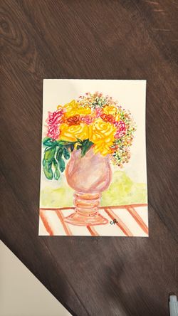 Original Art - Watercolor Flowers and Vase
