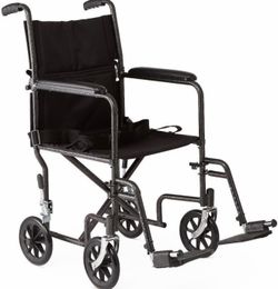 Brand New Medline Excel 19” Steel Transport Chair Wheelchair MDS808200B Foldable