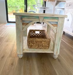 Beach Coastal End Table Side Table with Basker
