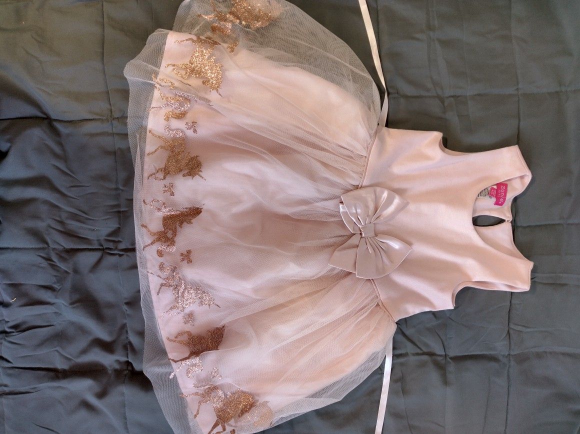 GIRLS DRESS,ROSE GOLD GLITTER, UNICORNS