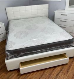 NEW BED FRAME FULL SIZE WITH MATTRESS AND BOX SPRING