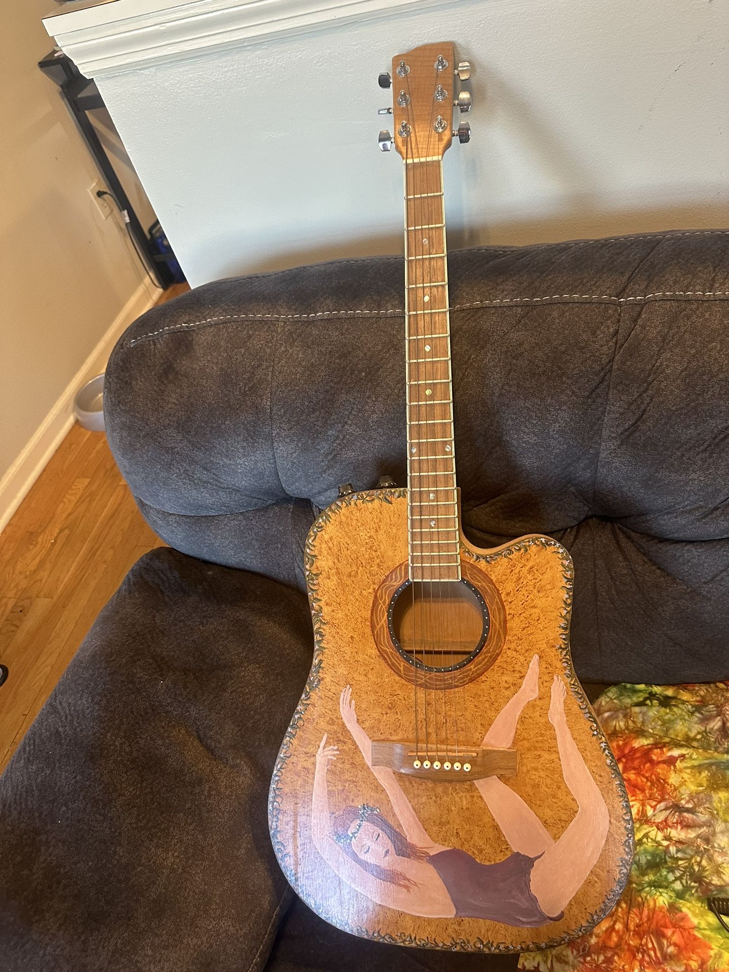 Acoustic guitar with painting