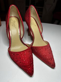 Red sparkle high heels