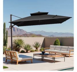 Products 11-ft Aluminum Black Crank Cantilever Patio Umbrella