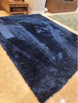 Shaggy blue carpet