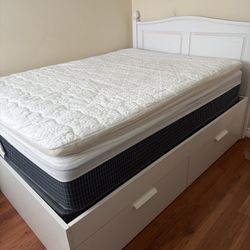 Queen IKEA BRIMNES Bed Frame With Storage & Spring Box