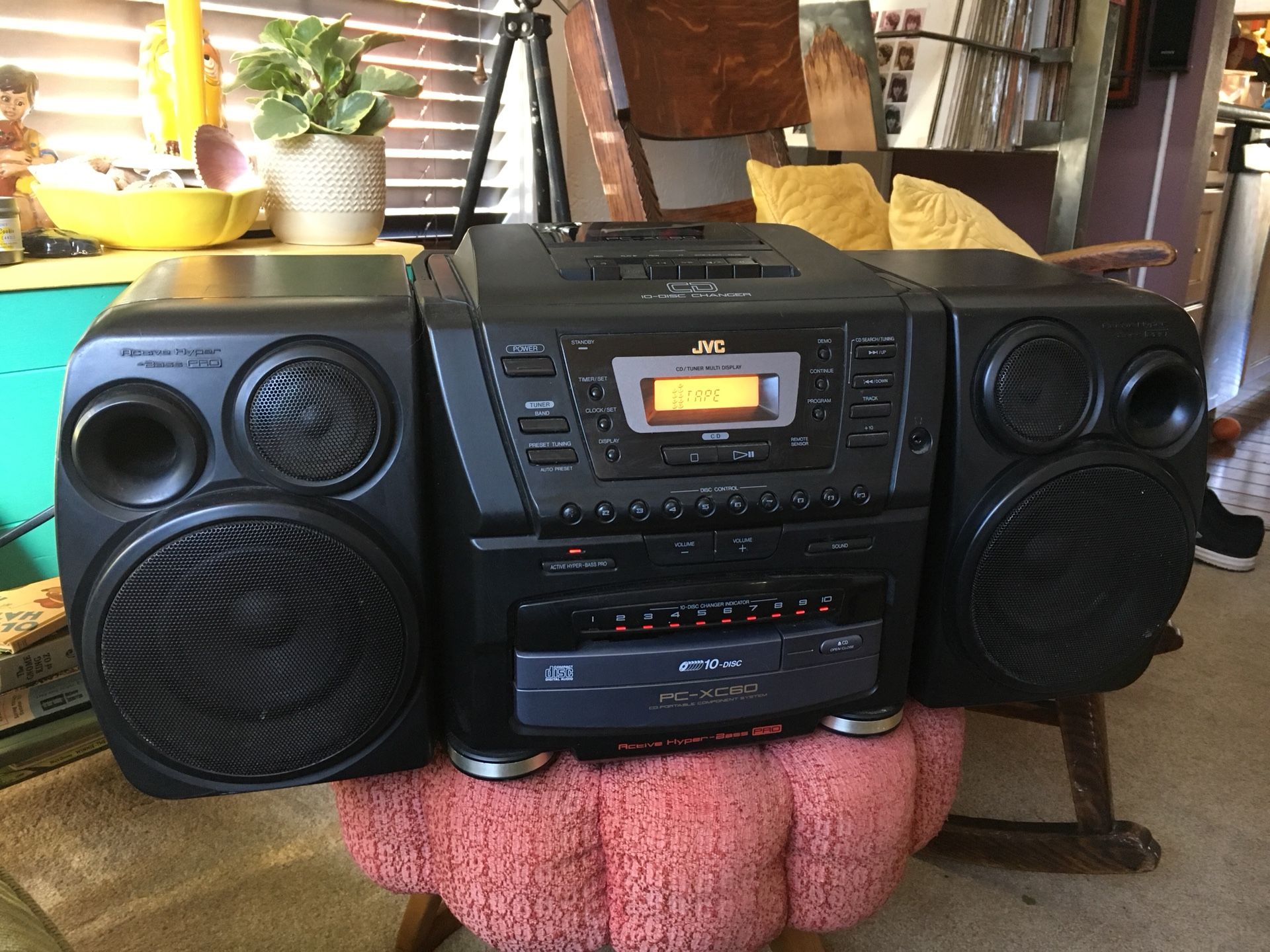 JVC PC-XC60 10 Compact Disc and Cassette Tape Player Boom Box