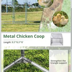 Large Metal Chicken Coop, Walk-in Chicken Run,