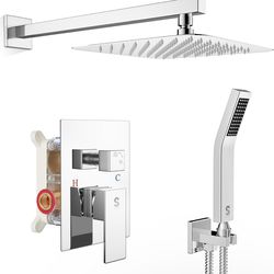 New Luxury Bathroom Rain Mixer Combo Set Wall Mounted Rainfall Shower Head System Chrome